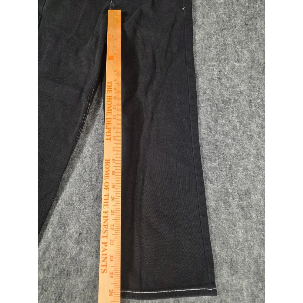 Empyre Relaxed Skate Jeans Mens 26 Black Contrast Stitch Baggy Denim Embroidered